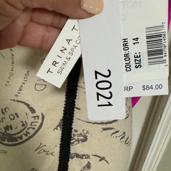 TrinaTurk Swimsuit top.  Hot Pink with Yellow embellishment - Picture 3 of 3